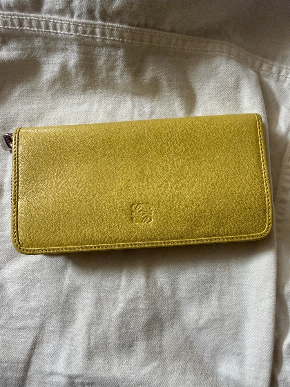 Loewe Yellow Leather Zip Around Wallet, with COA